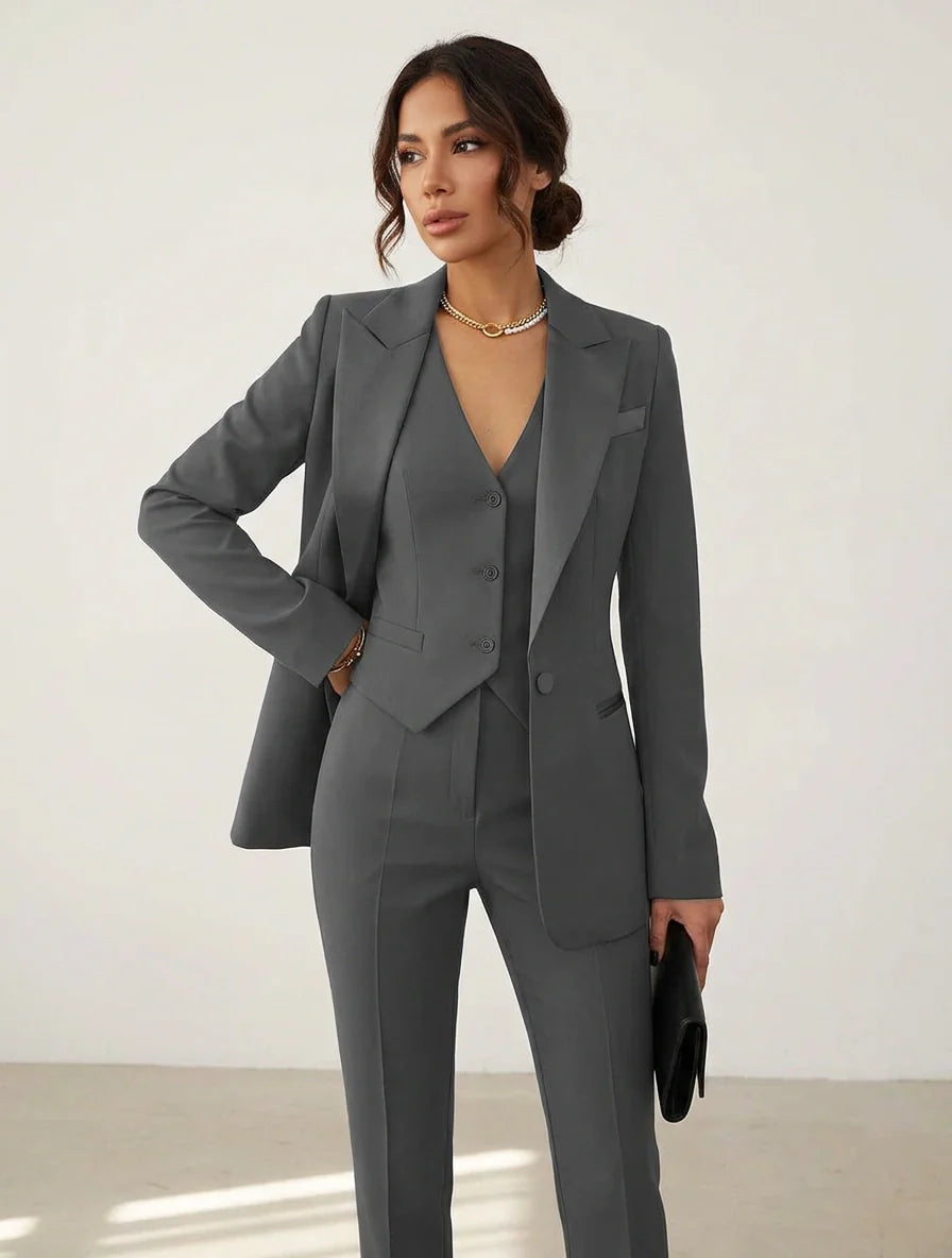 Women’s Tailored Three Piece Blazer Waistcoat Trouser Co Ord 3