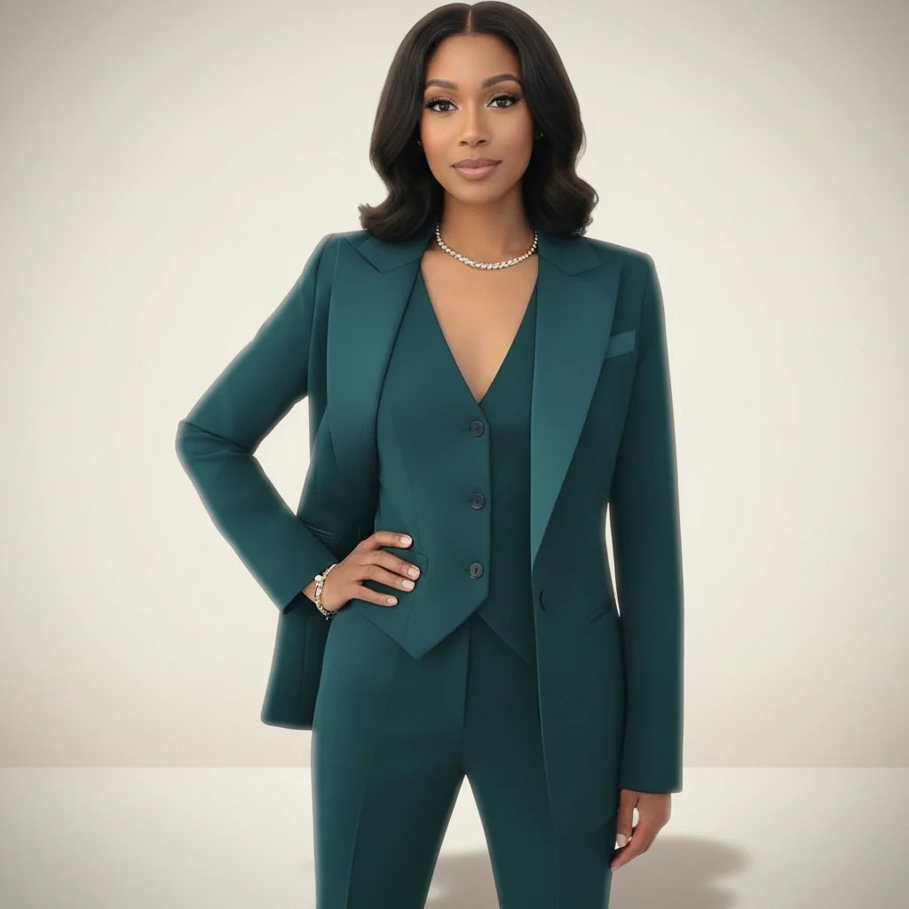 Women’s Tailored Three Piece Blazer Waistcoat Trouser Co Ord 4