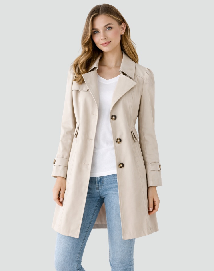 Women’s Tailored Trench Coat Classic Lapel Mid-Length Jacket 2