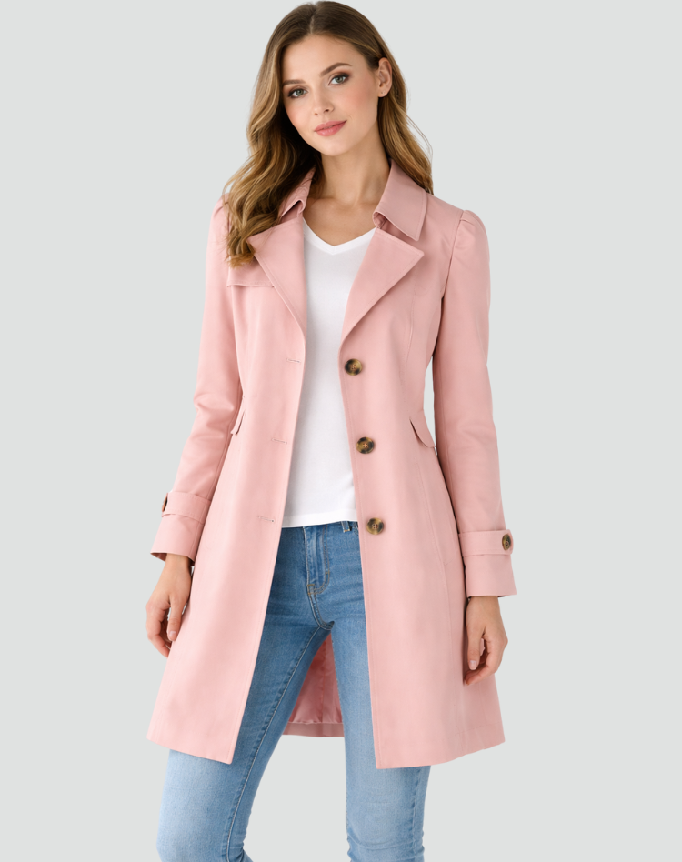 Women’s Tailored Trench Coat Classic Lapel Mid-Length Jacket 3
