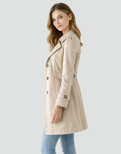 Women’s Tailored Trench Coat Classic Lapel Mid-Length Jacket 5
