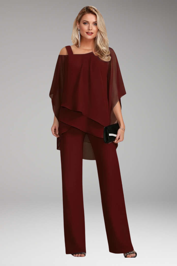 Women's Two-Piece Set with Layered Top and Wide-Leg Pants 6