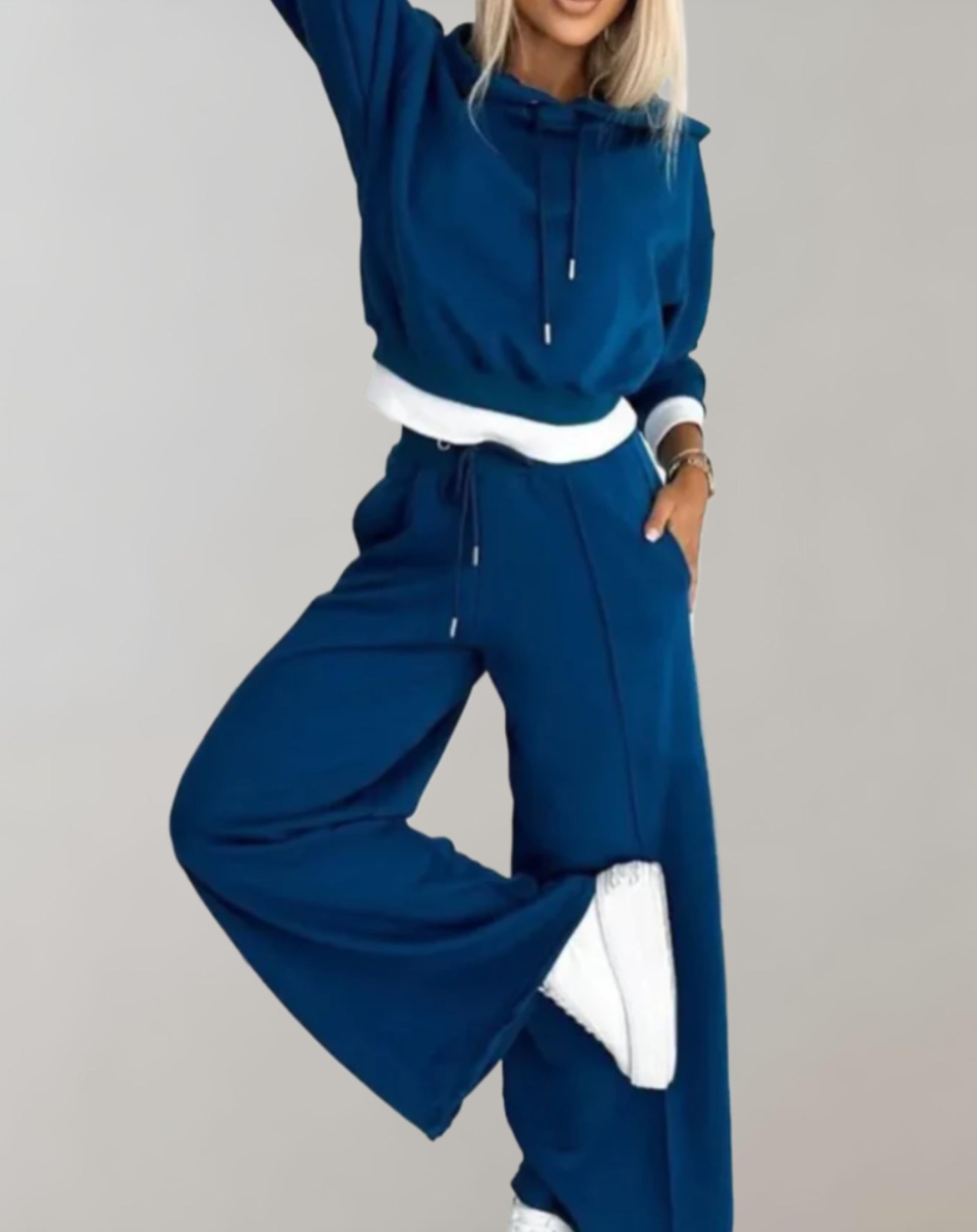 Women’s Two Piece Hoodie and Wide Leg Trousers Set Comfortable Cotton Blend Casual Loungewear Everyday Outfit 3