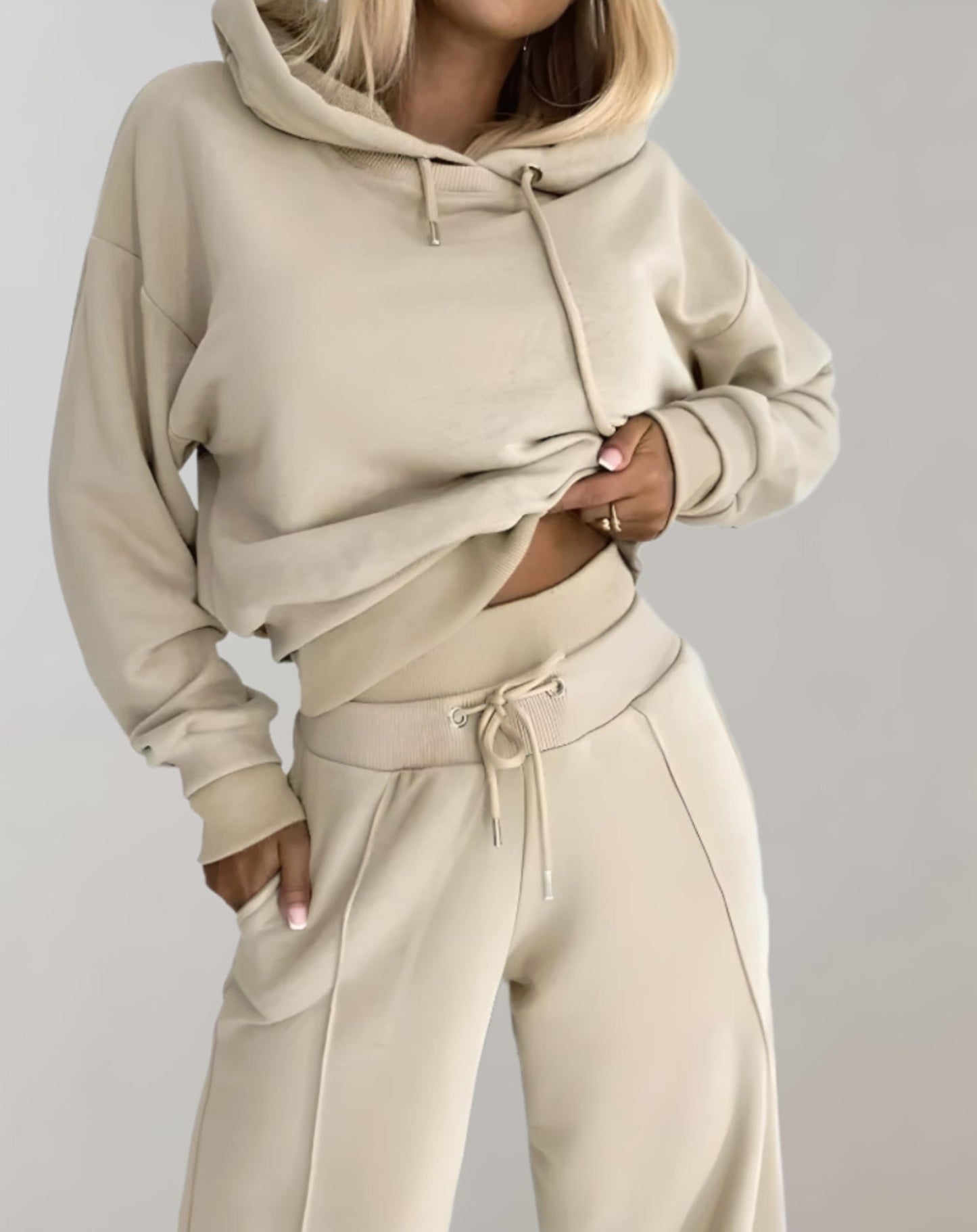 Women’s Two Piece Hoodie and Wide Leg Trousers Set Comfortable Cotton Blend Casual Loungewear Everyday Outfit 5