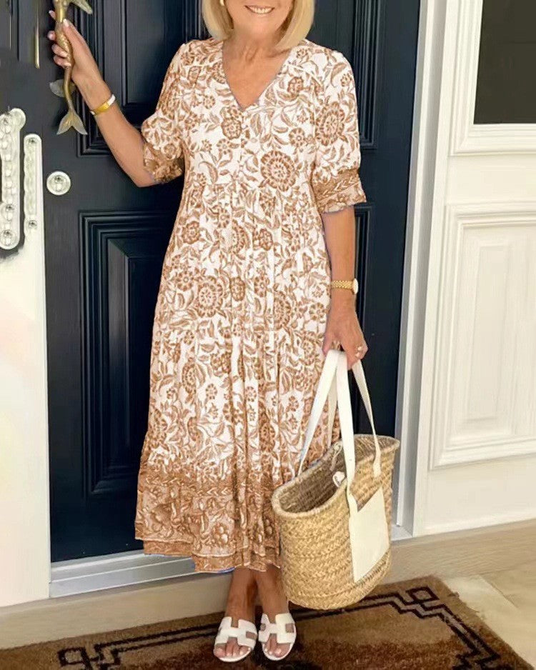 Women's V-Neck Floral Maxi Dress - Lightweight Flowing Summer Dress for Casual Everyday Wear and Special Occasions 6