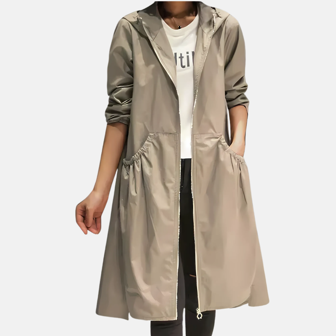 Women’s Water-resistant Hooded Knee Length Jacket 0