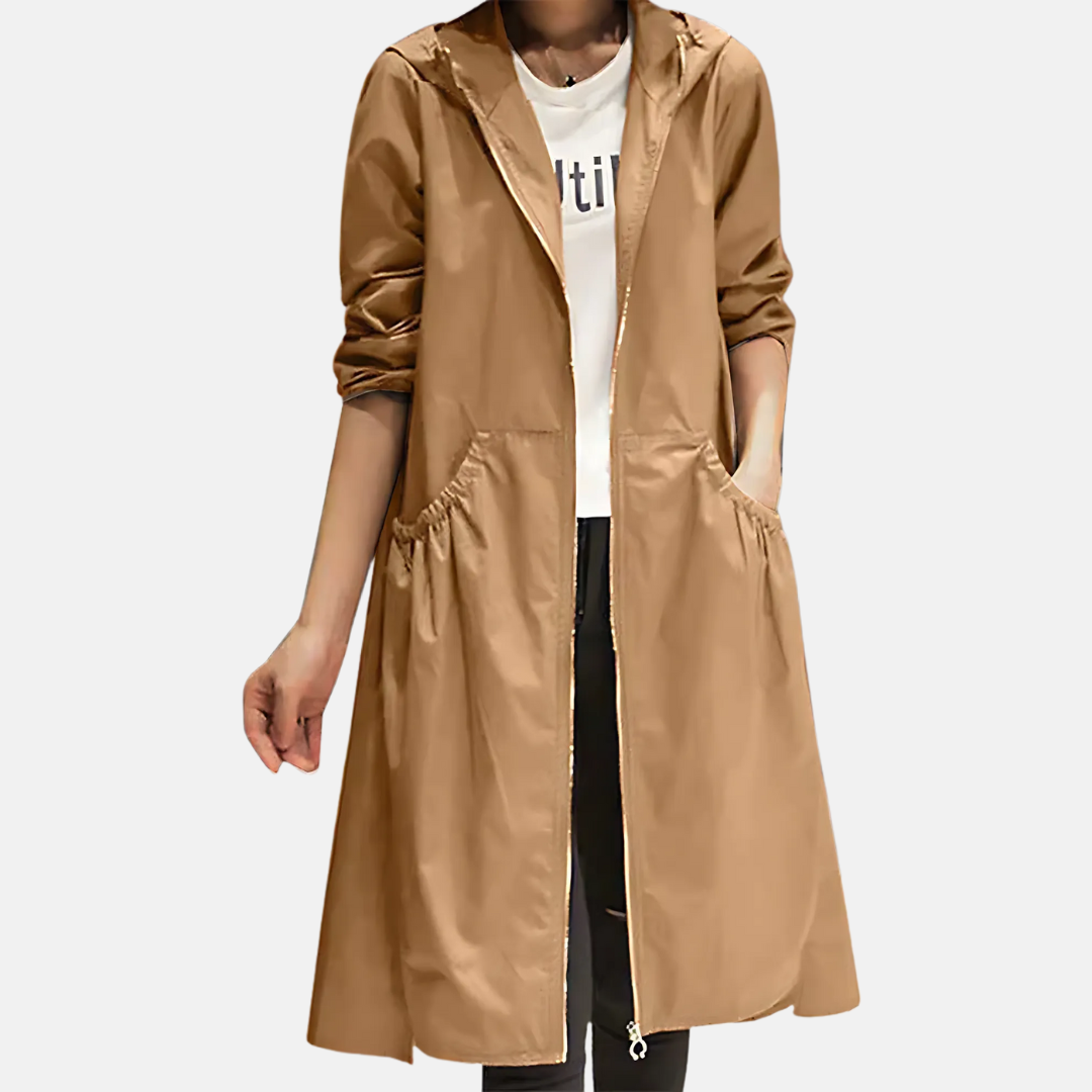 Women’s Water-resistant Hooded Knee Length Jacket 1