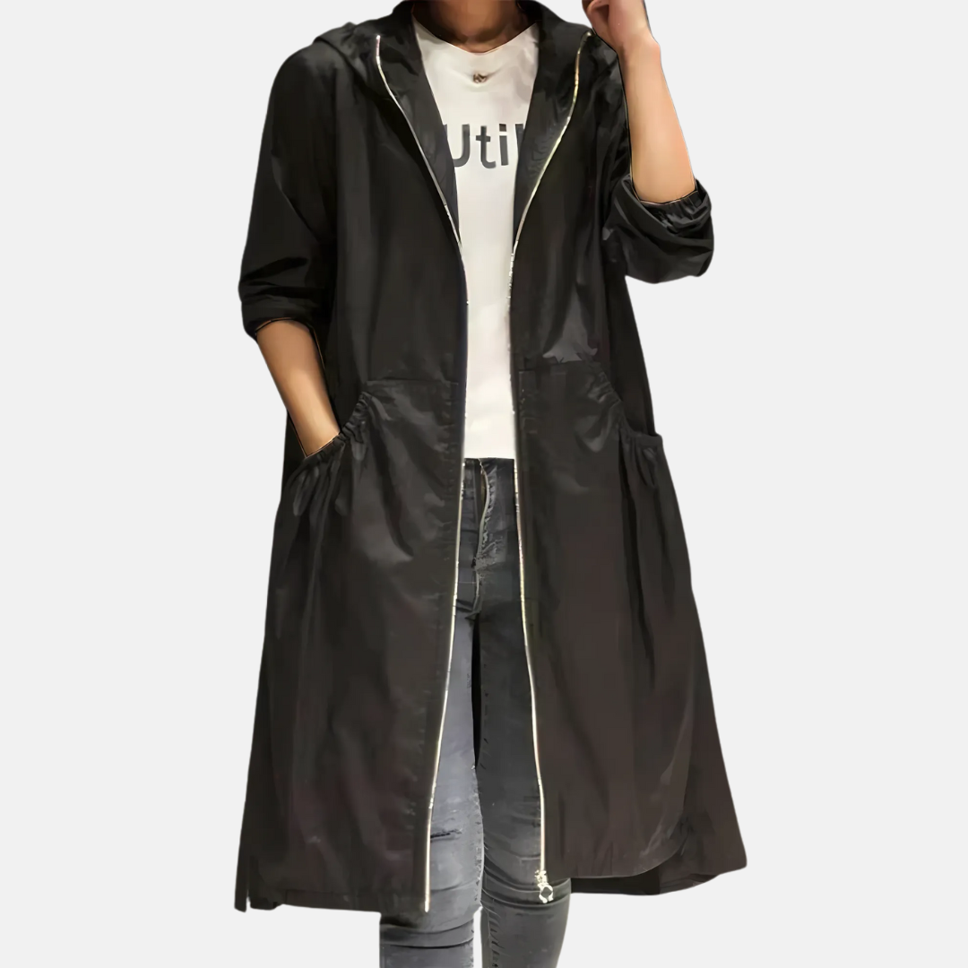 Women’s Water-resistant Hooded Knee Length Jacket 2