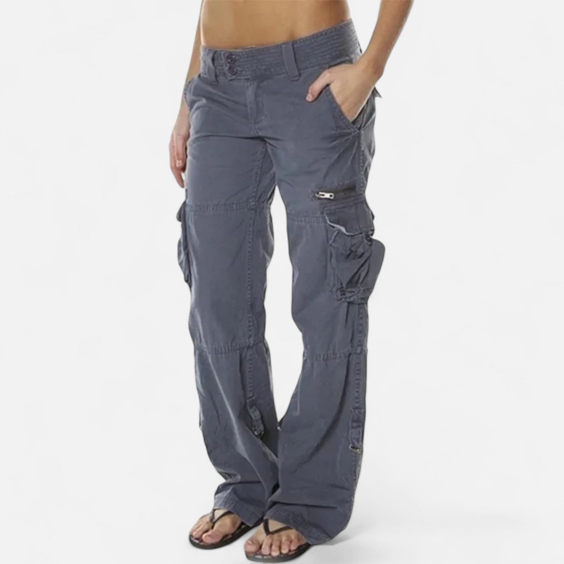 Women’s Wide Leg Cargo Trousers Relaxed Utility Style Pants 1