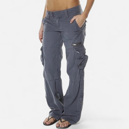 Women’s Wide Leg Cargo Trousers Relaxed Utility Style Pants 1