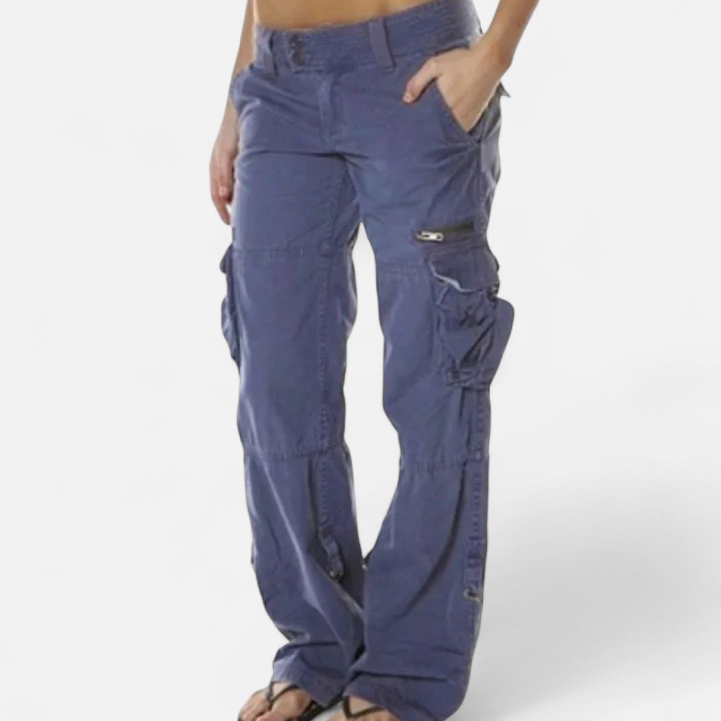 Women’s Wide Leg Cargo Trousers Relaxed Utility Style Pants 3