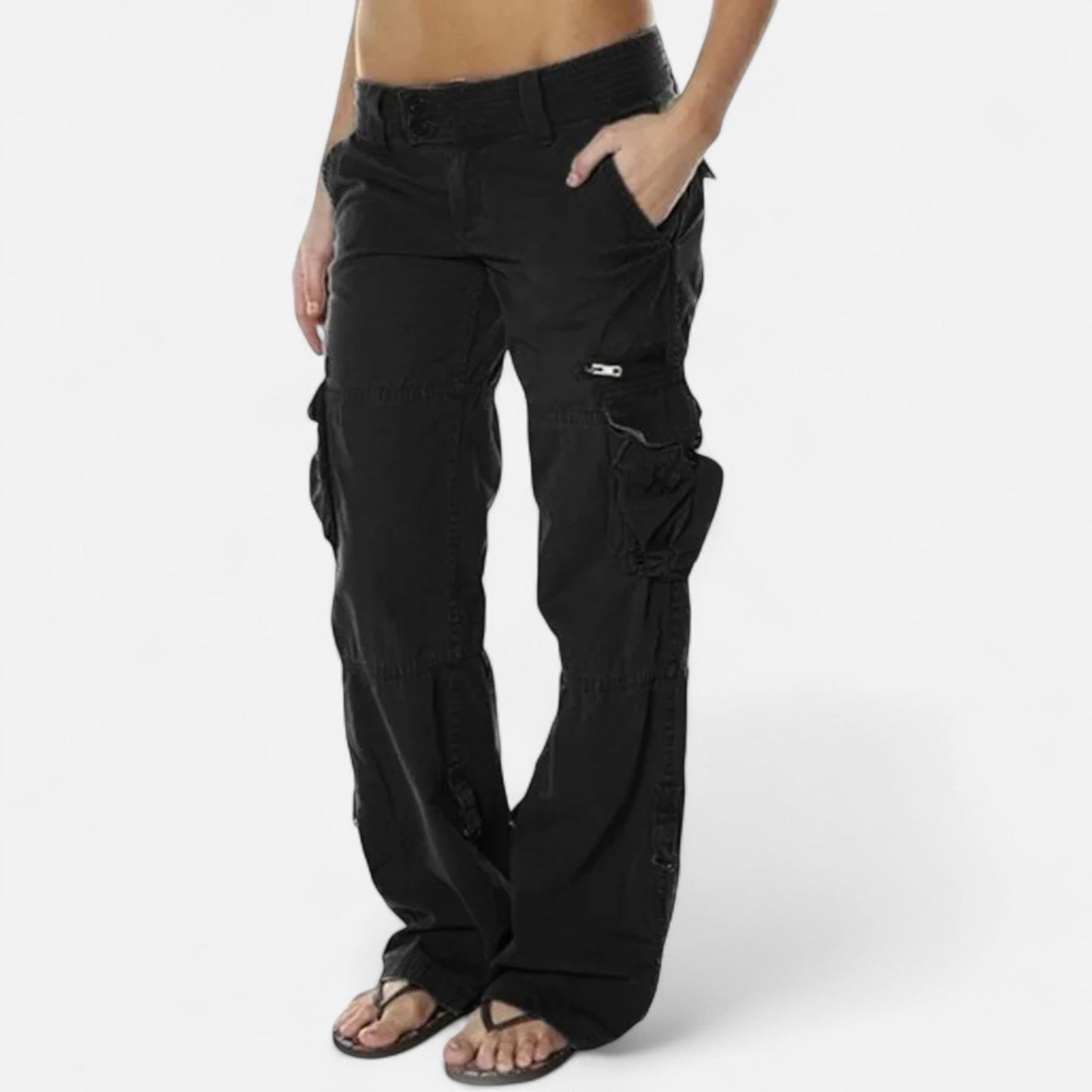 Women’s Wide Leg Cargo Trousers Relaxed Utility Style Pants 4