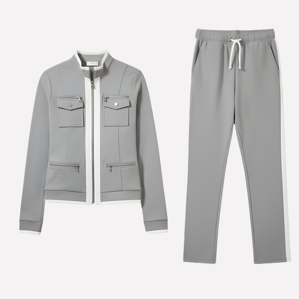 Women’s Zip Jacket & Pant Set – Contrast Trim Style 0