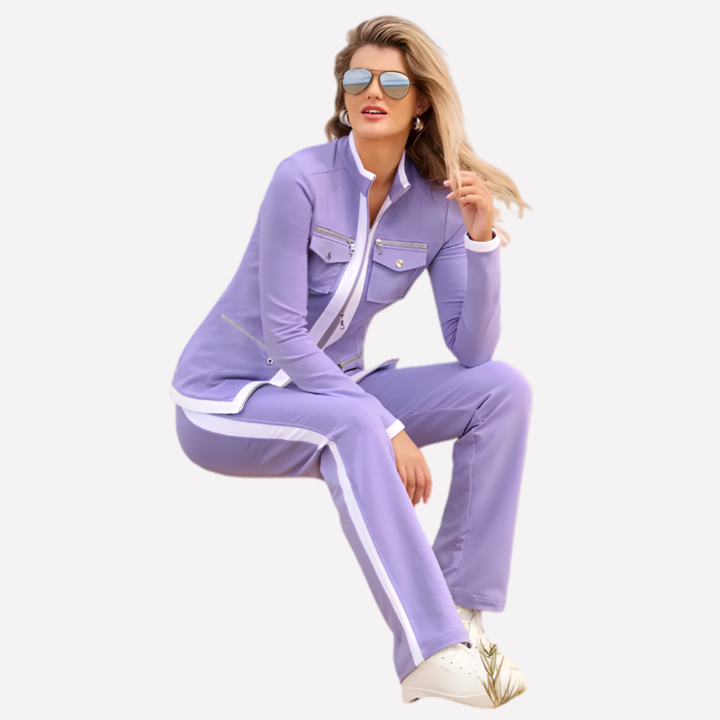 Women’s Zip Jacket & Pant Set – Contrast Trim Style 1