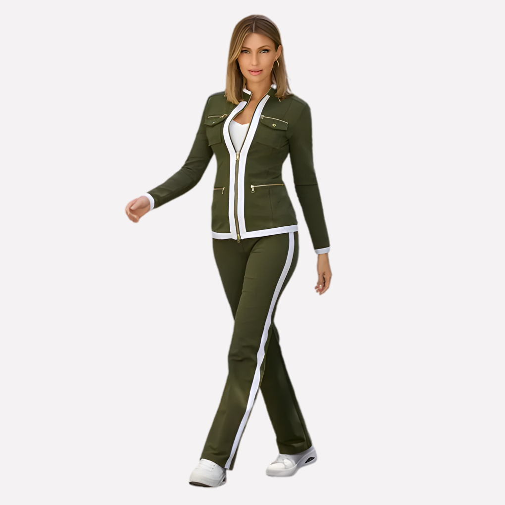 Women’s Zip Jacket & Pant Set – Contrast Trim Style 2