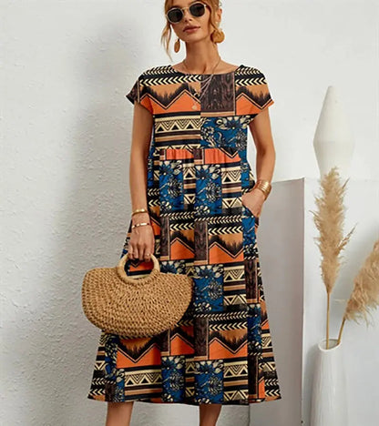 Women's A Line Summer Dress | Round Neckline