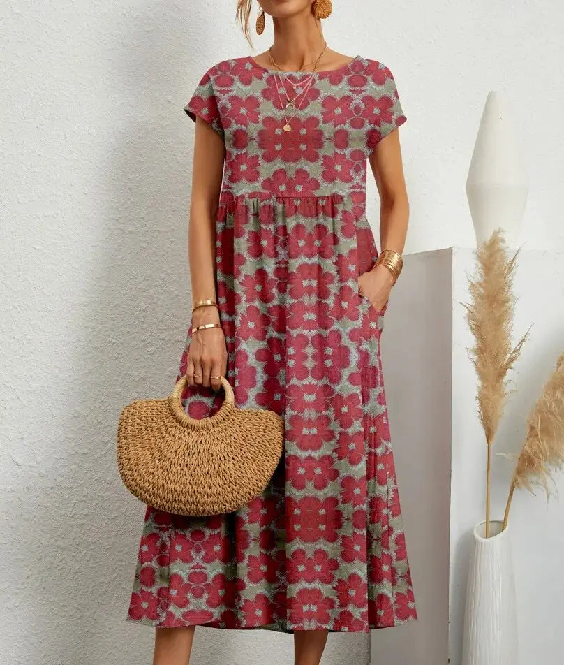 Women's A Line Summer Dress | Round Neckline