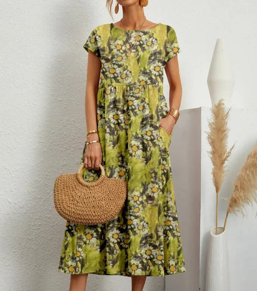 Women's A Line Summer Dress | Round Neckline