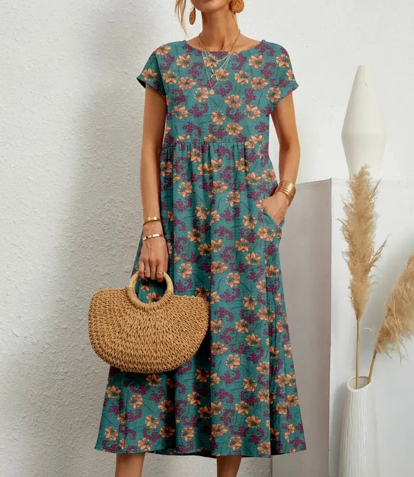 Women's A Line Summer Dress | Round Neckline