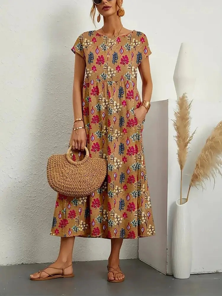 Women's A Line Summer Dress | Round Neckline