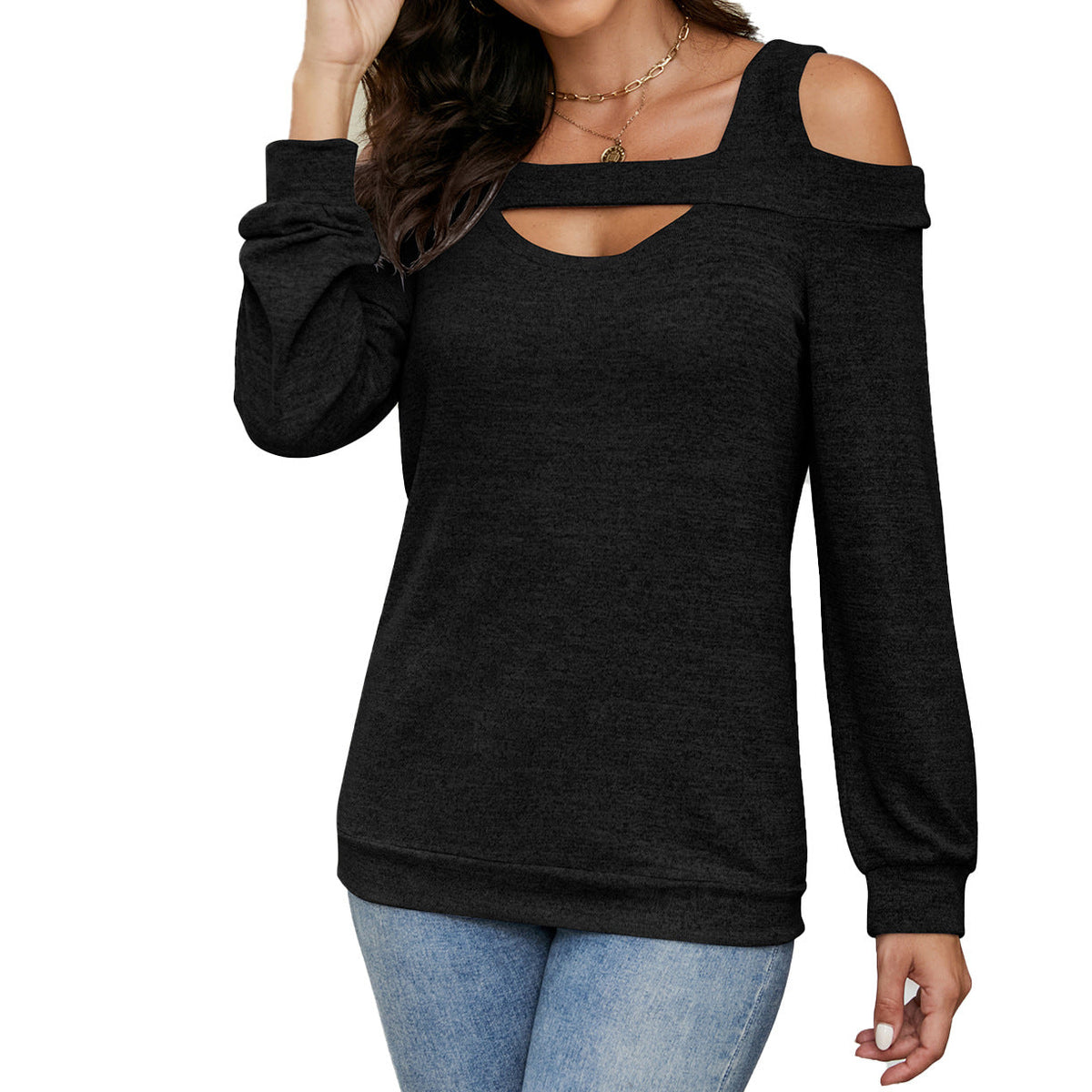 Women's Asymmetrical Neck Sweatshirt | Relaxed Fit