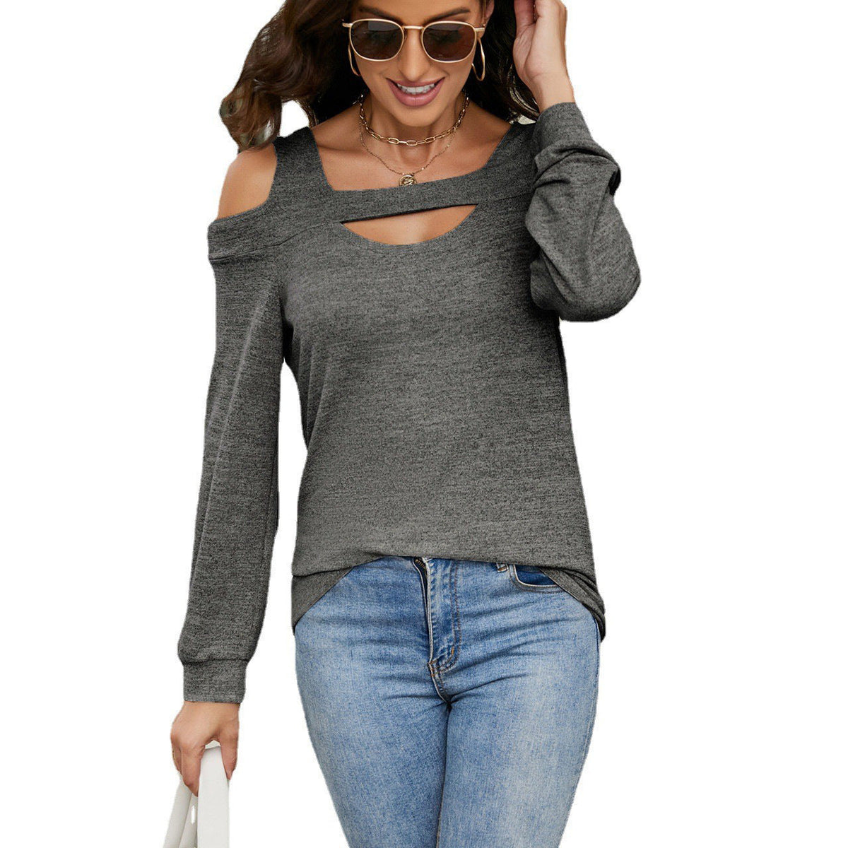 Women's Asymmetrical Neck Sweatshirt | Relaxed Fit