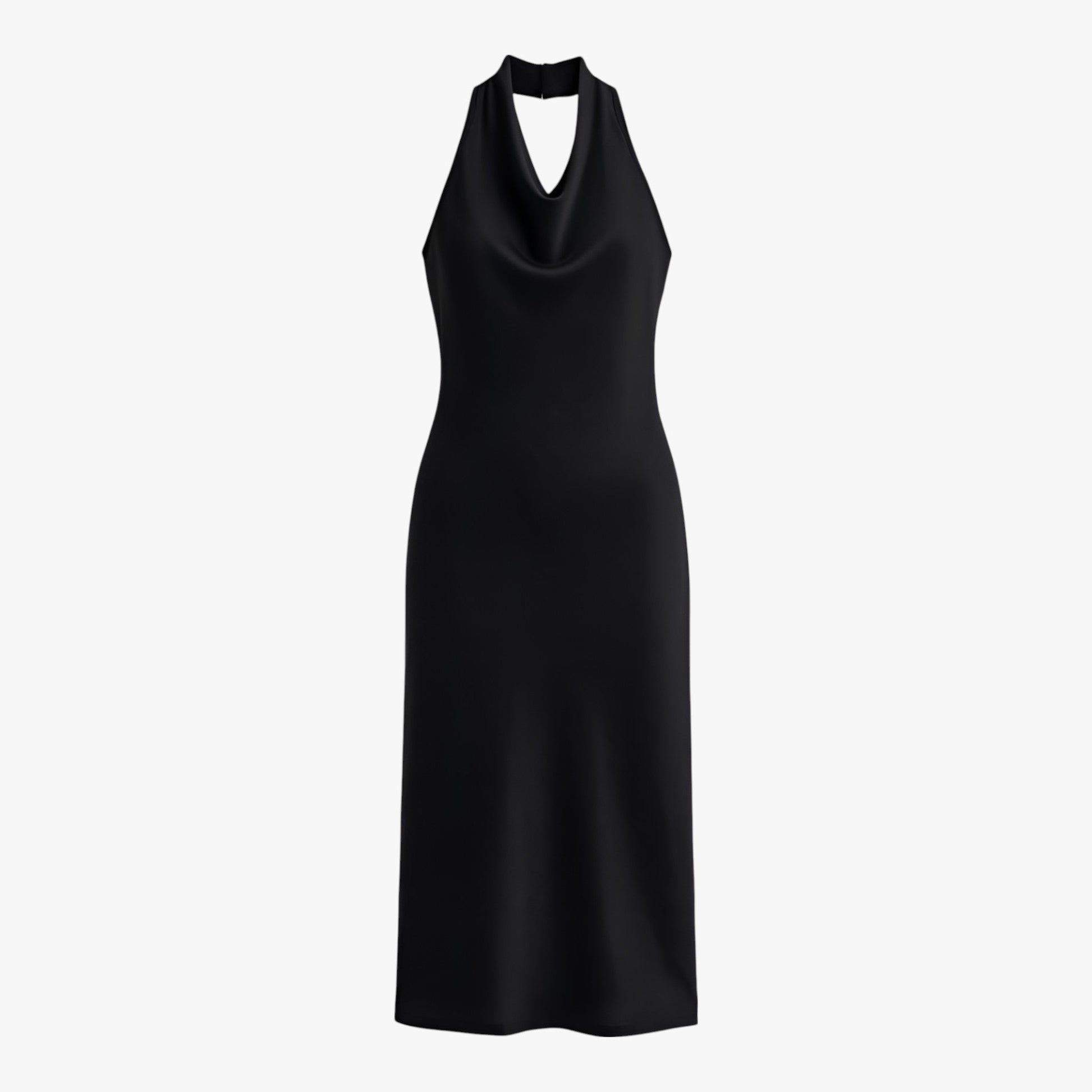 Women's Backless Midi Dress | Elegant Halter Neck & Sleek Evening Style