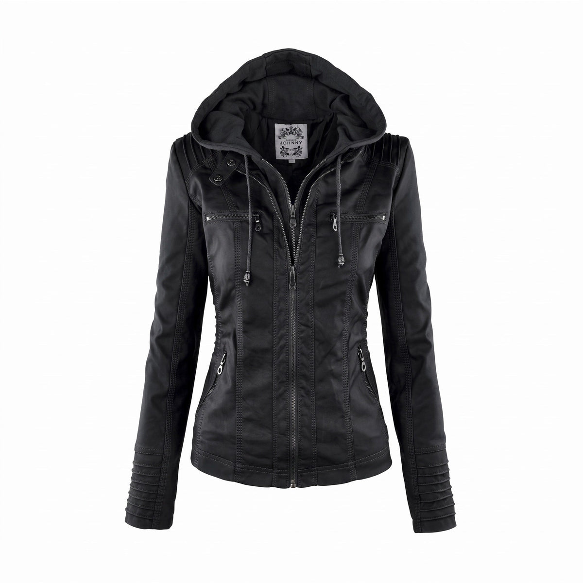 Women's Biker Jacket | Detachable Hood & Zip Pockets