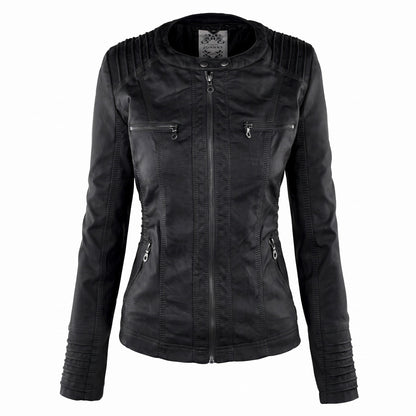 Women's Biker Jacket | Detachable Hood & Zip Pockets