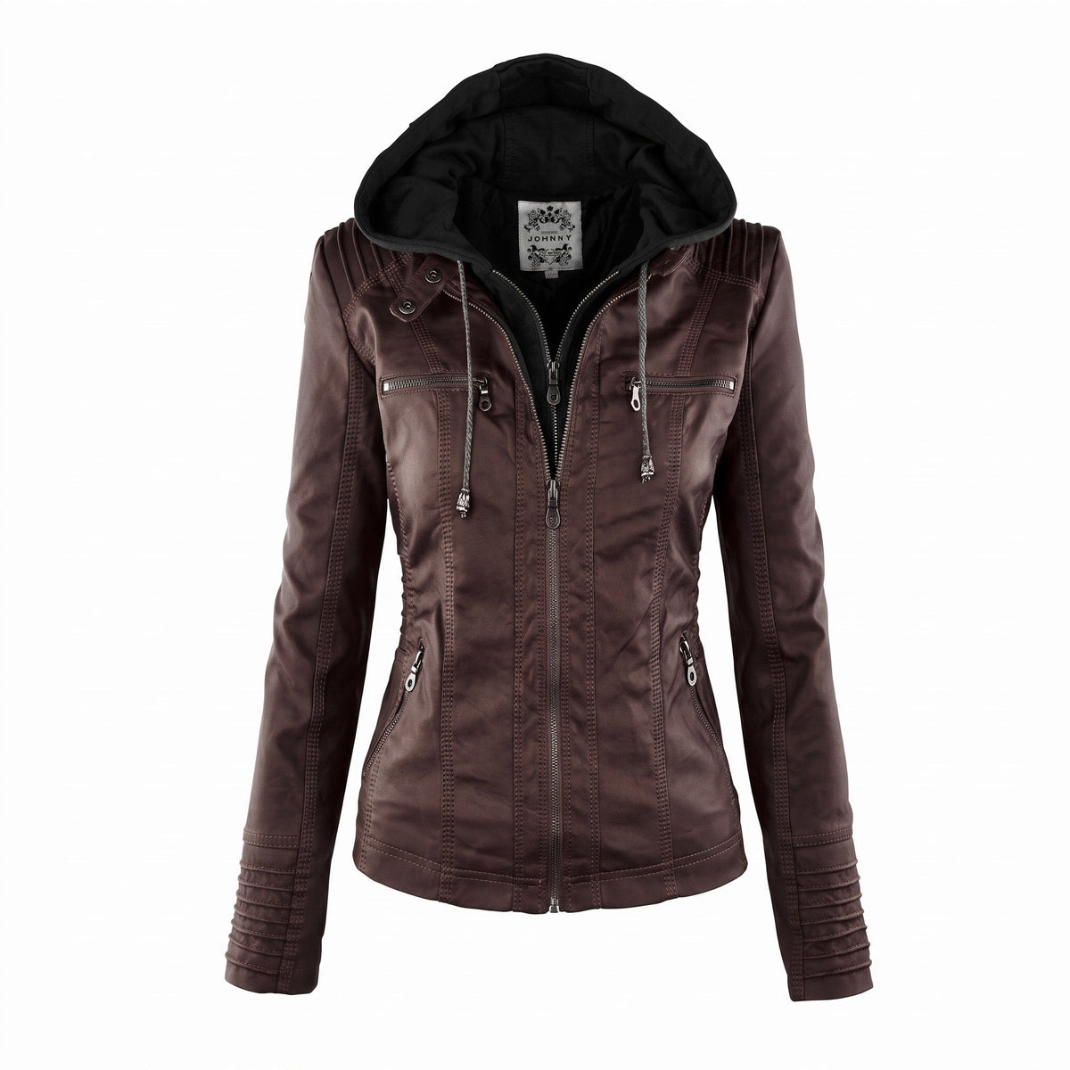 Women's Biker Jacket | Detachable Hood & Zip Pockets