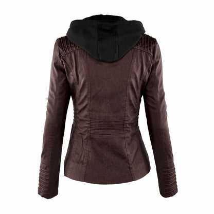 Women's Biker Jacket | Detachable Hood & Zip Pockets