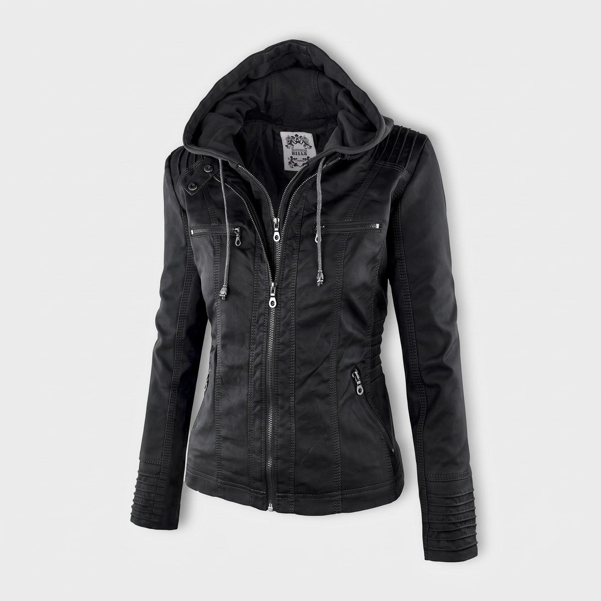 Women's Biker Jacket | Detachable Hood & Zip Pockets
