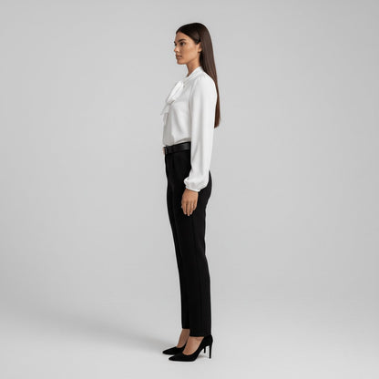 Women's Blouse | Bow Tie Neck Puff Sleeve