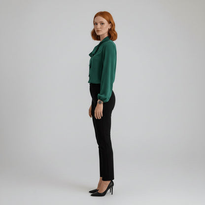 Women's Blouse | Bow Tie Neck Puff Sleeve