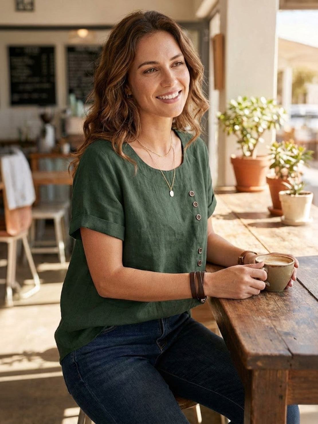 Women's Blouse | Button Detail Relaxed Fit