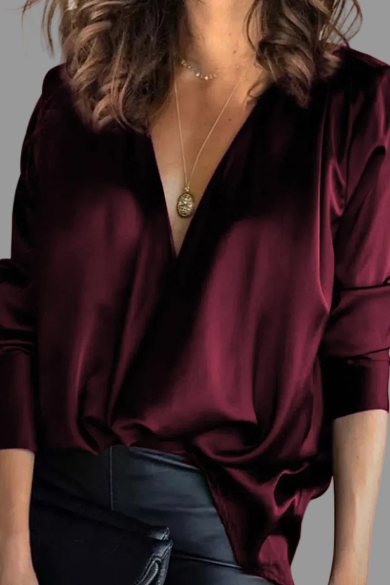 Women's Blouse | Draped V Neck Relaxed Fit