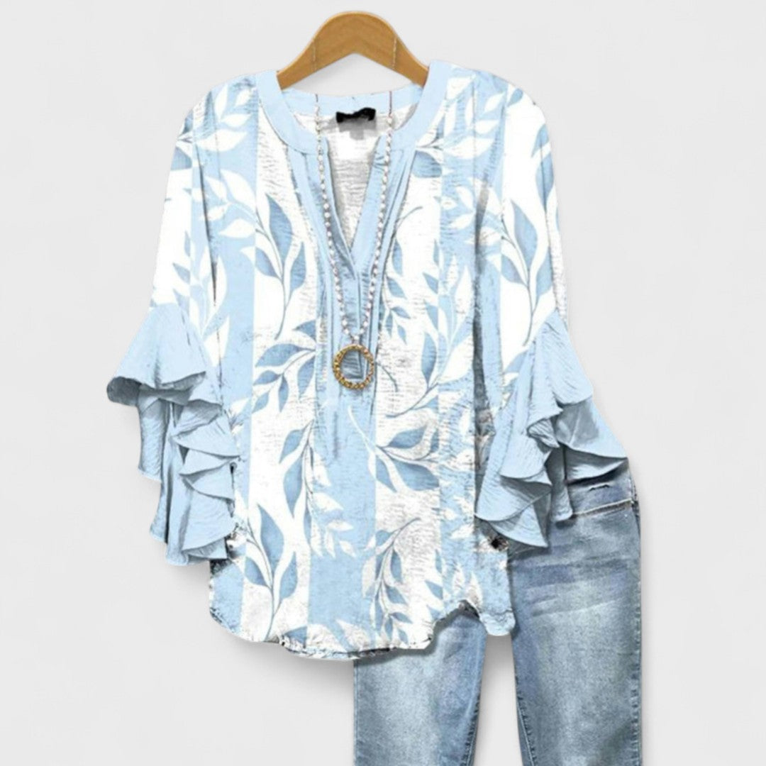 Women's Blouse | Floral Print & Feminine Ruffle Detail