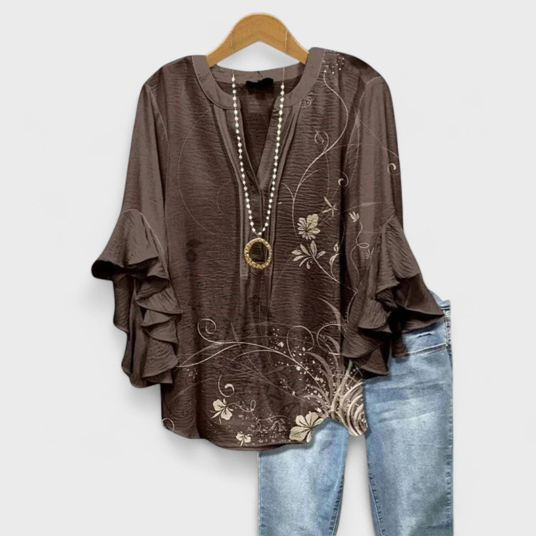 Women's Blouse | Floral Print & Feminine Ruffle Detail