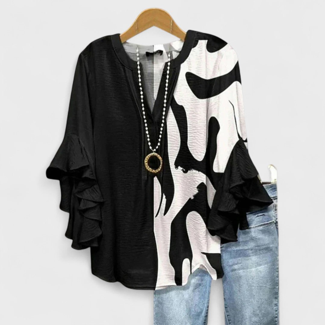 Women's Blouse | Floral Print & Feminine Ruffle Detail