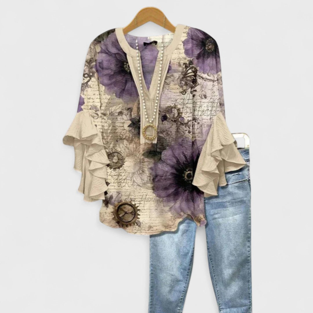 Women's Blouse | Floral Print & Feminine Ruffle Detail