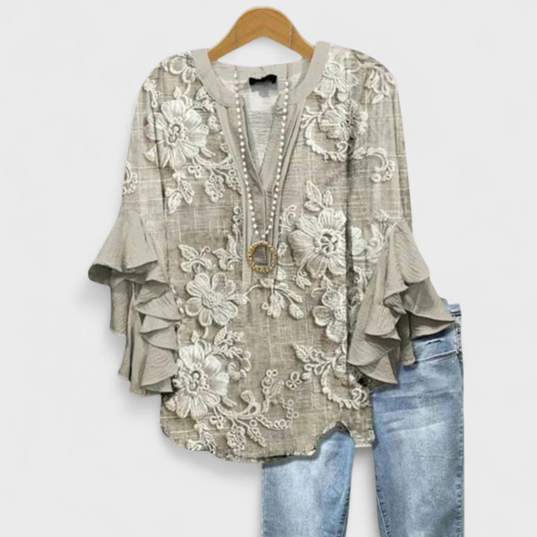 Women's Blouse | Floral Print & Feminine Ruffle Detail