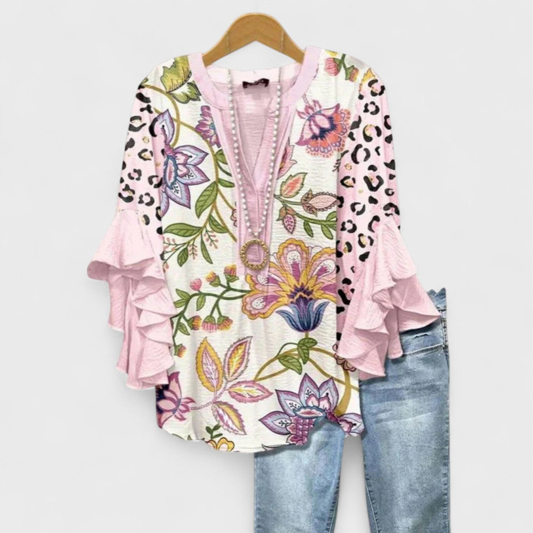 Women's Blouse | Floral Print & Feminine Ruffle Detail