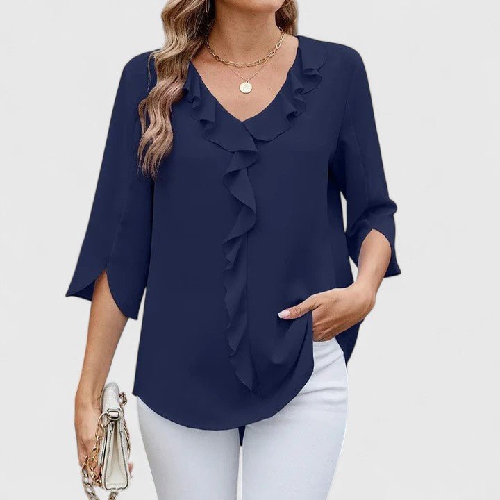 Women's Blouse | Ruffle V Neck Split Sleeve