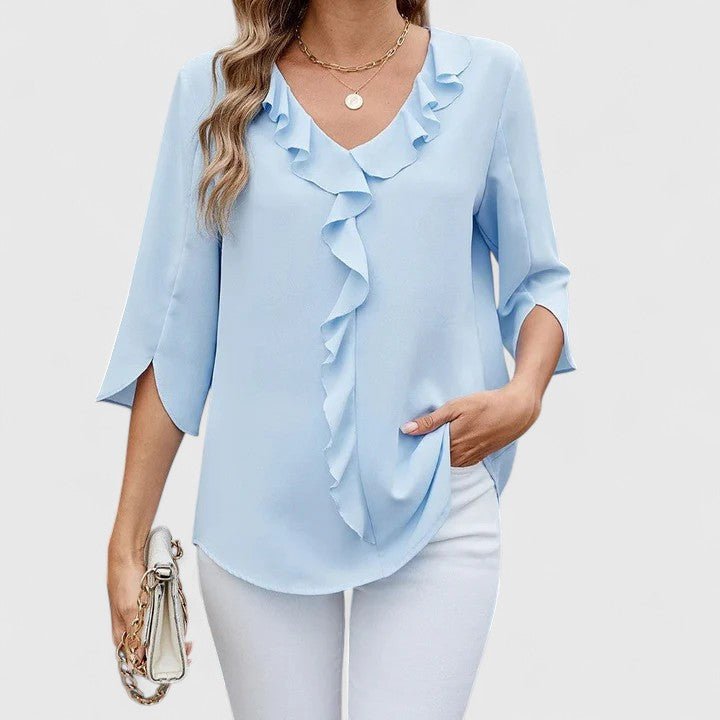 Women's Blouse | Ruffle V Neck Split Sleeve
