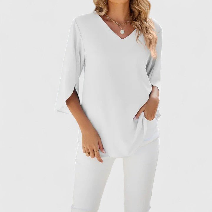 Women's Blouse | Ruffle V Neck Split Sleeve