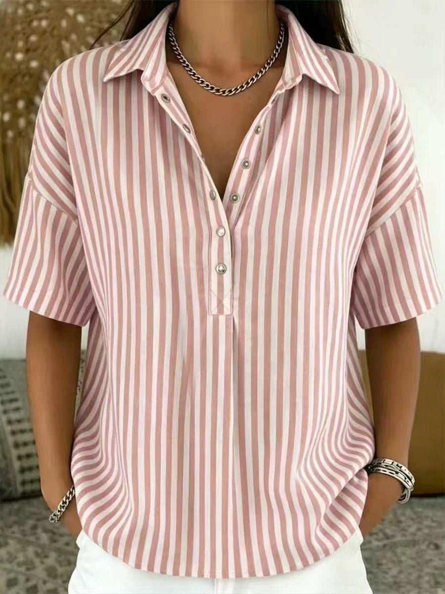 Women's Blouse | Vertical Stripe Half-Button