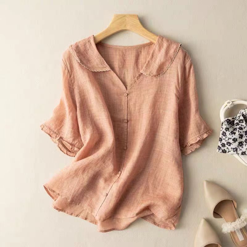 Women's Blouse | Vintage Scalloped Collar & Relaxed Elegant Fit