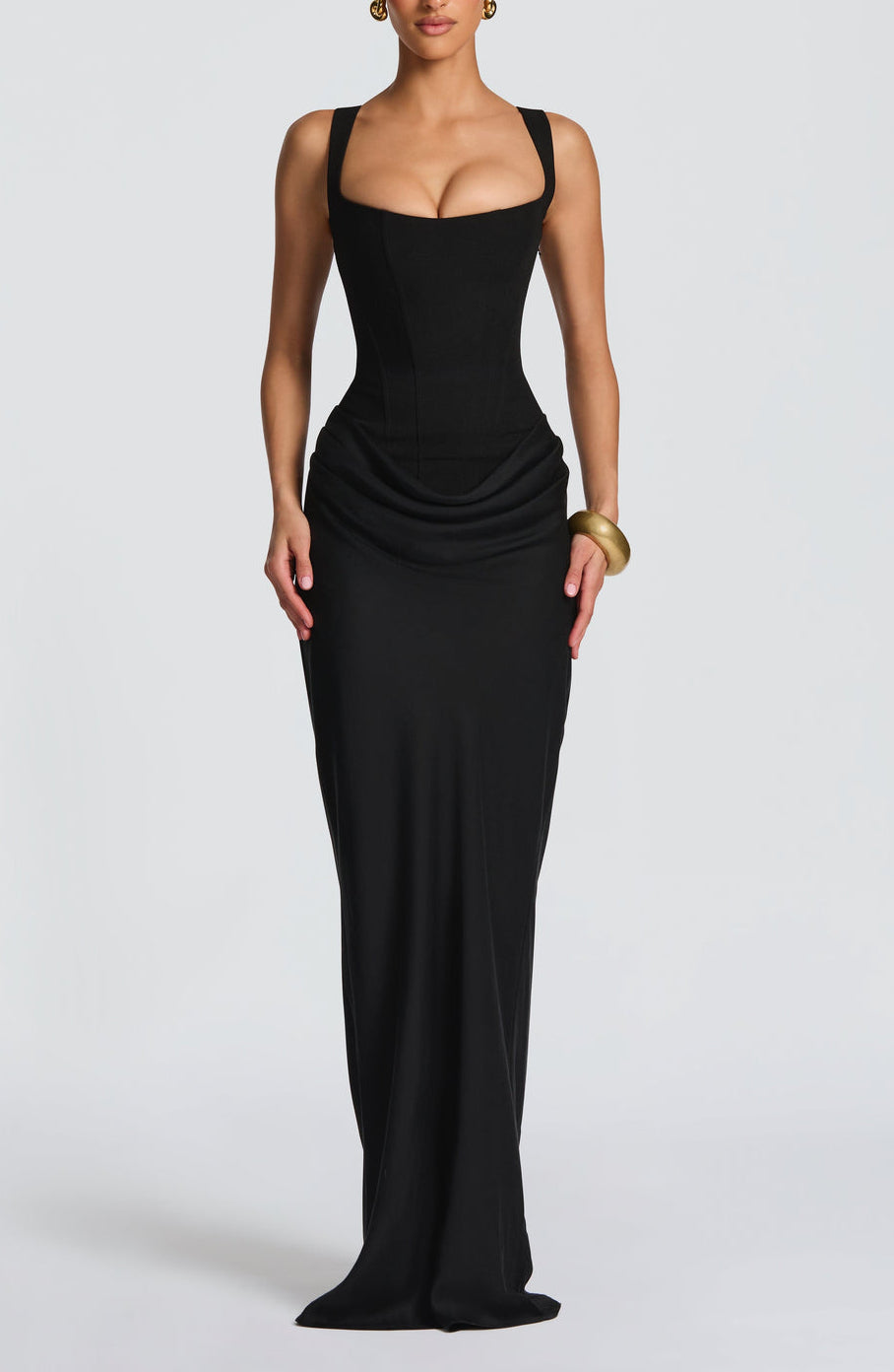 Women's Bodycon Maxi Dress | Corset Bodice & Draped Evening Silhouette
