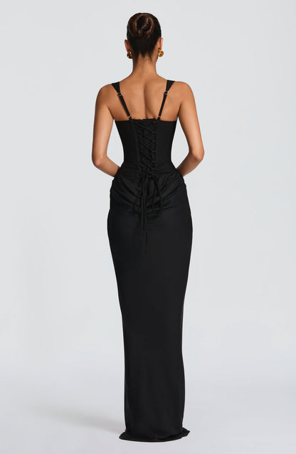 Women's Bodycon Maxi Dress | Corset Bodice & Draped Evening Silhouette