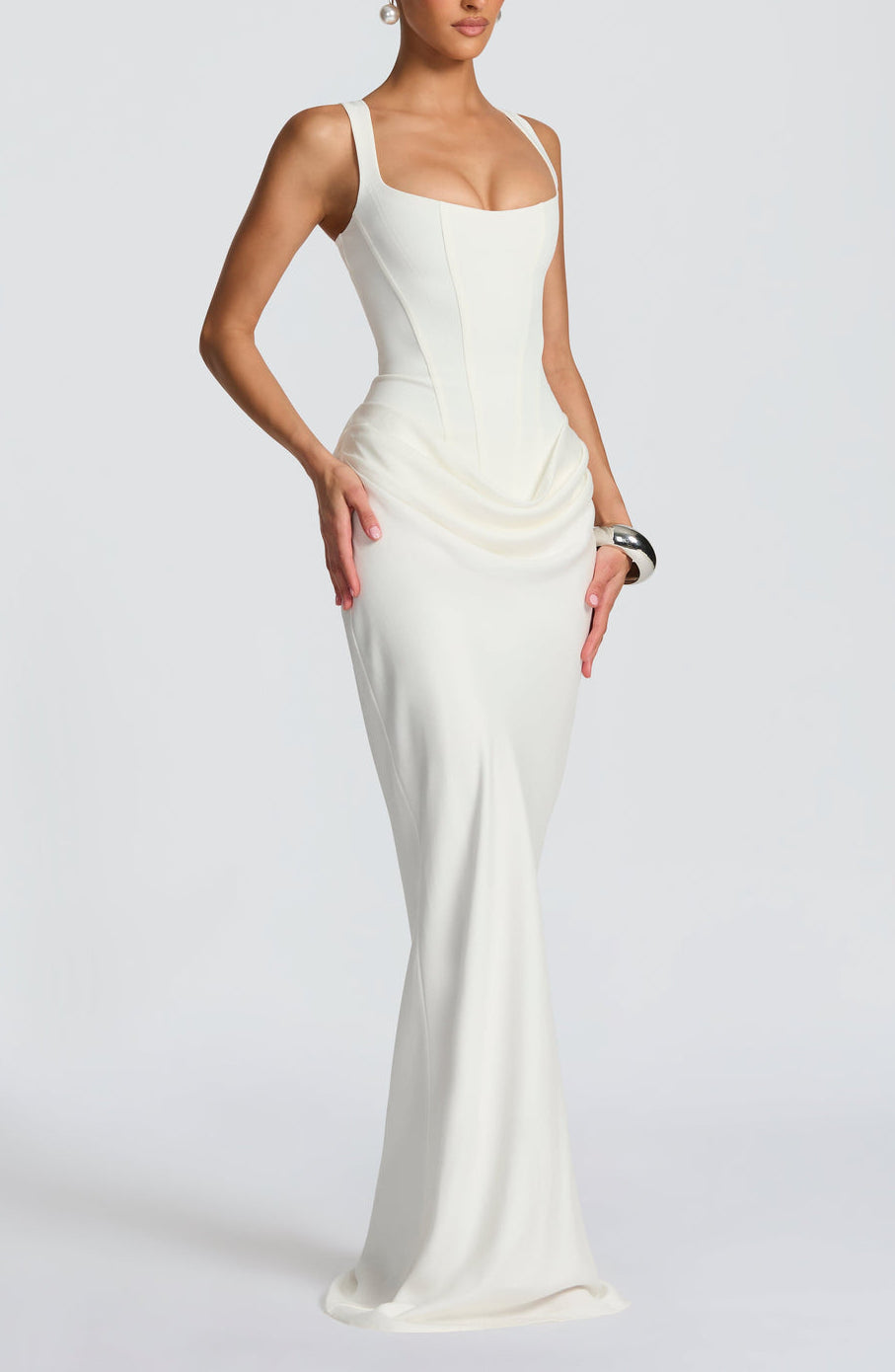 Women's Bodycon Maxi Dress | Corset Bodice & Draped Evening Silhouette